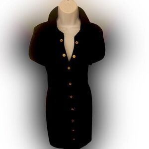 EnFocus Studio Dress - 14 black ruched , EUC , polyester spandex